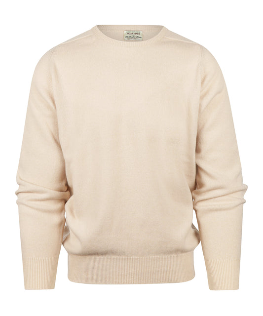 William Lockie Rundhalspullover aus Lammwolle *im Angebot* | Beige