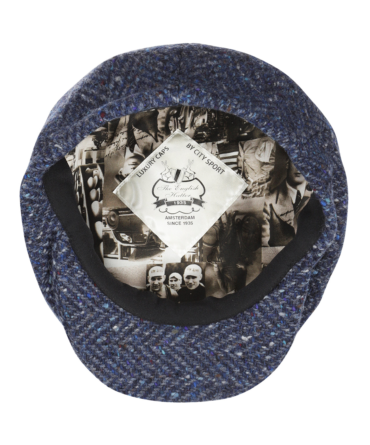 Tweed-Ballonkappe | Blau