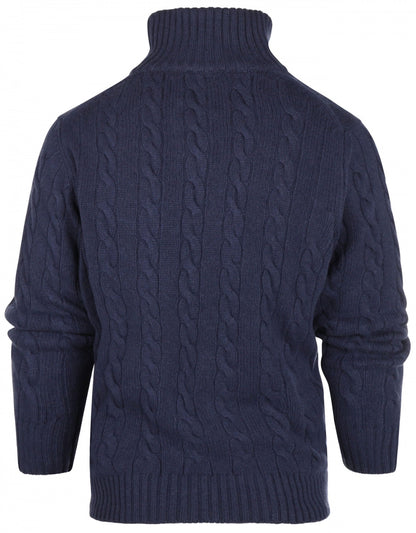 Polo-Pullover aus Kaschmir-Merinowolle | Denimblau