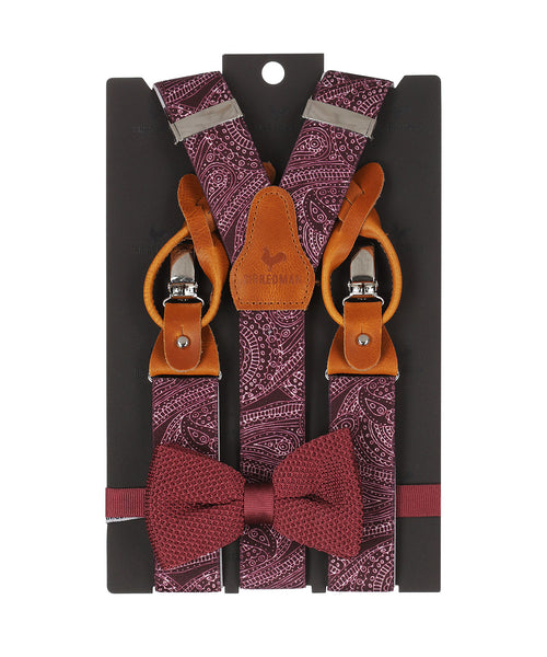 Strik/bretel combi met clips en patten | Rood