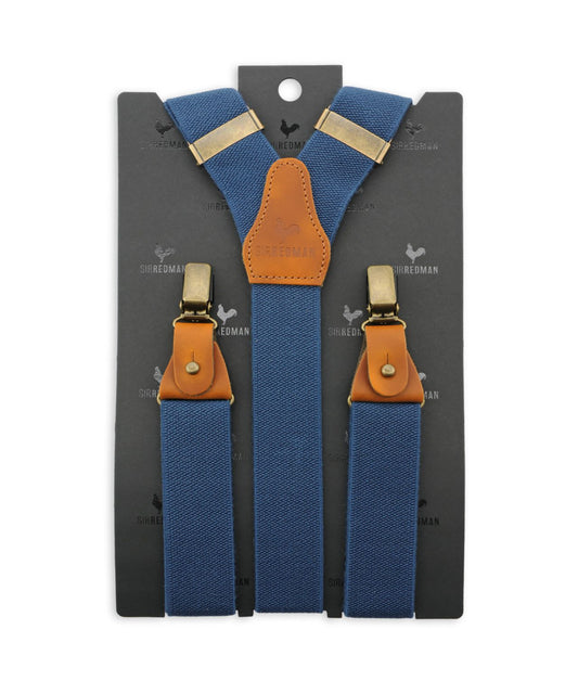 Luxuriöse Lederhosenträger mit Clips und Laschen | Blau