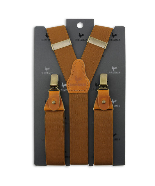 Luxuriöse Lederhosenträger mit Clips und Laschen | Braun