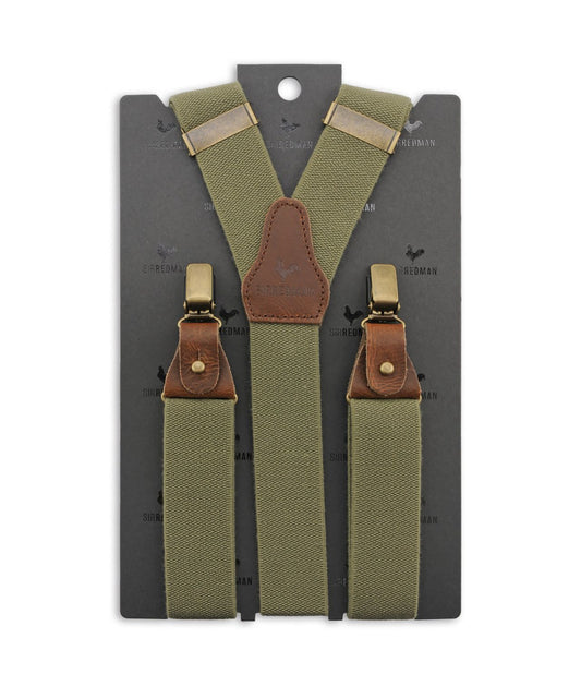 Luxuriöse Lederhosenträger mit Clips und Laschen | Grün