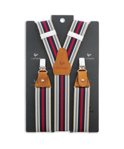 Luxury leather suspenders with clips and tabs | White