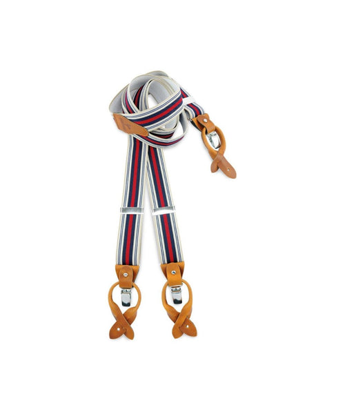 Luxe leren bretels met clips en patten | Wit