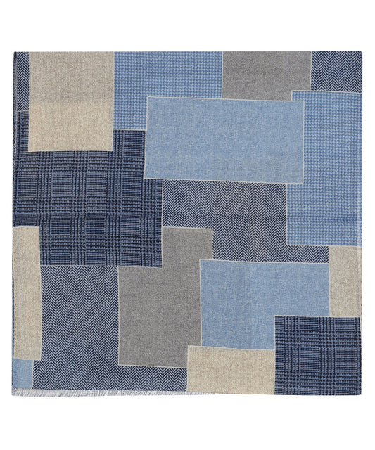 Patchwork-Wollschal | Blau