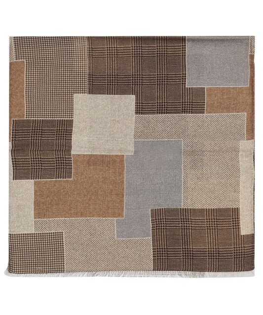 Patchwork-Wollschal | Braun