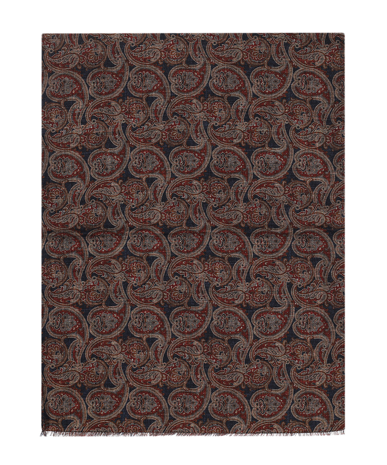 Sjaal 100%Wol | Bordeaux Navy Paisley