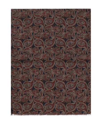 Sjaal 100%Wol | Bordeaux Navy Paisley