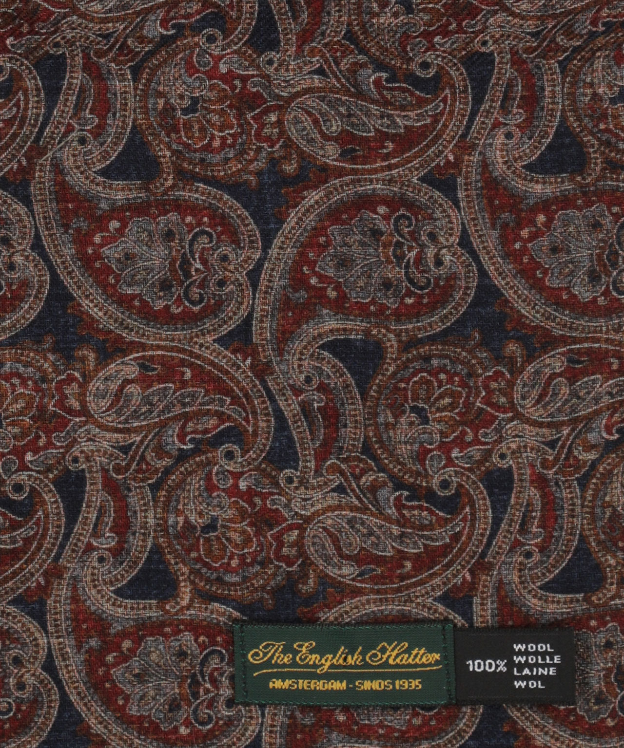 Sjaal 100%Wol | Bordeaux Navy Paisley