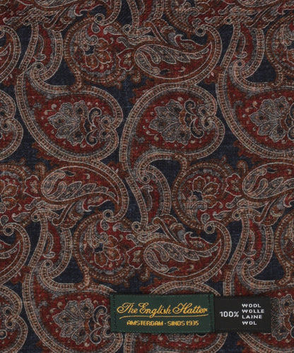Sjaal 100%Wol | Bordeaux Navy Paisley