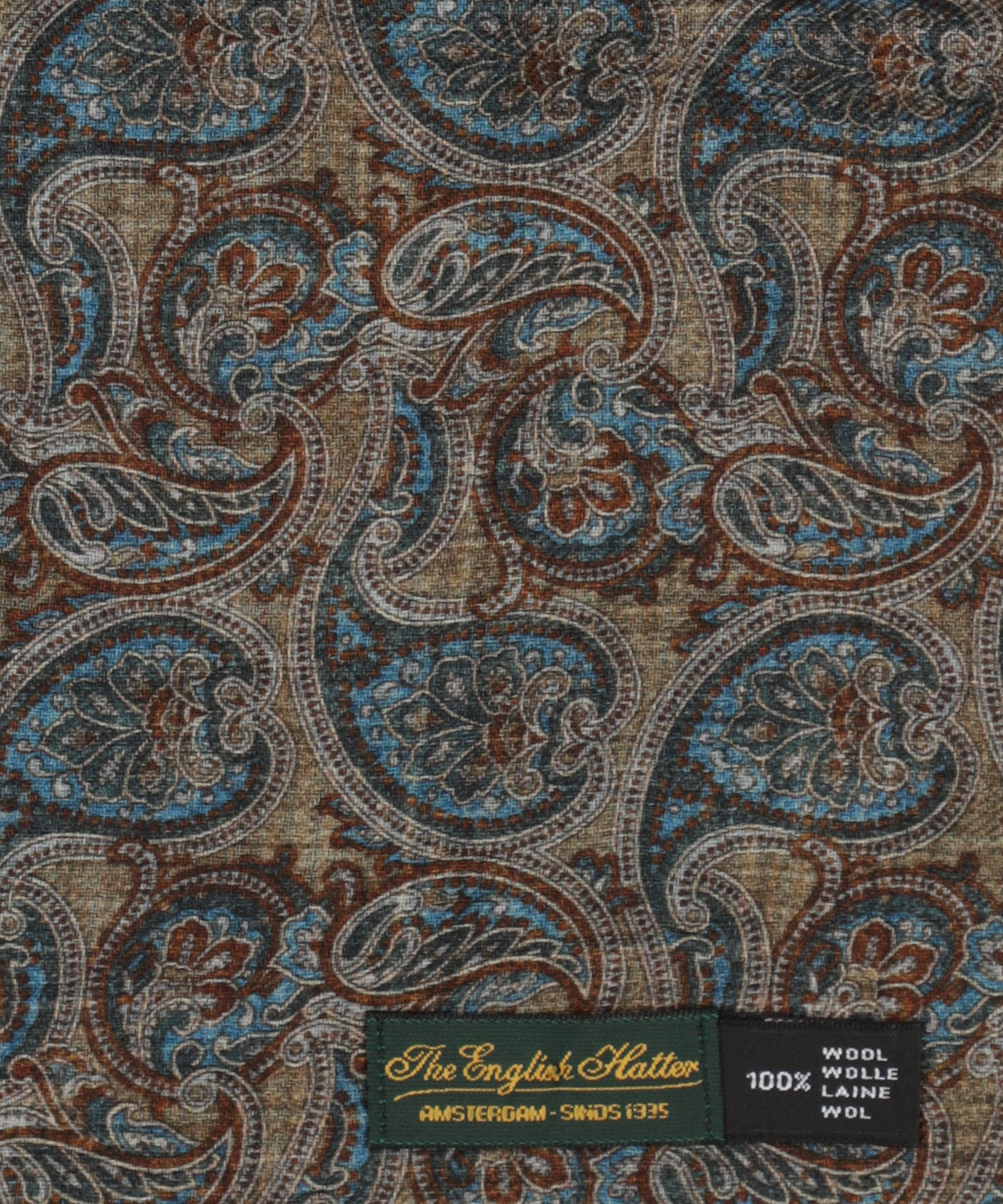Sjaal 100%Wol | Bruin Blauw Paisley Ruit