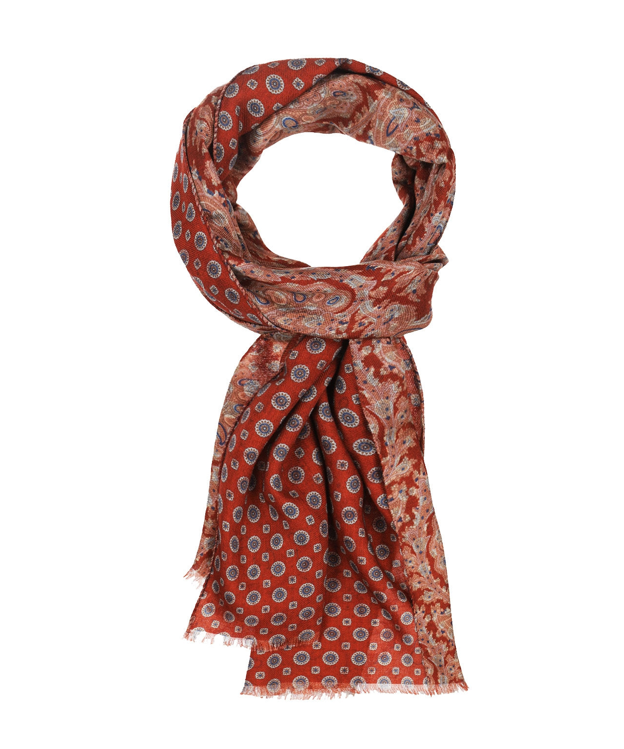 Sjaal 100%Wol | Koraal Paisley Print