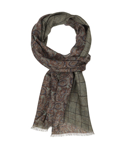 Sjaal 100%Wol | Groen Paisley Ruit