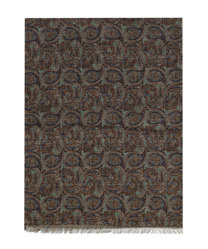 Sjaal 100%Wol | Groen Paisley Ruit