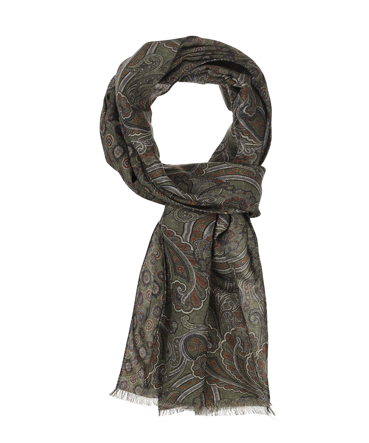 Sjaal 100%Wol | Groen Paisley Print