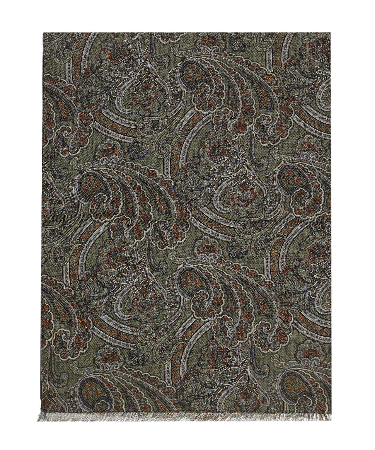 Sjaal 100%Wol | Groen Paisley Print