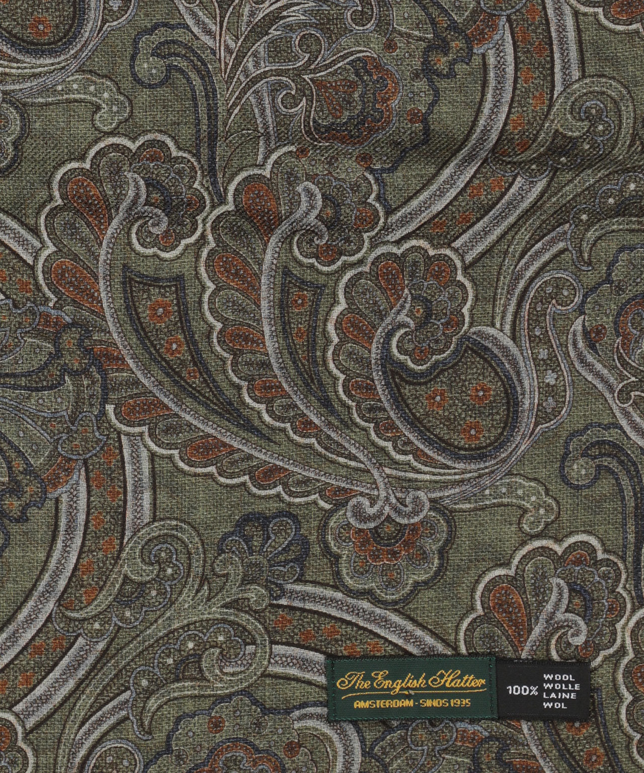 Sjaal 100%Wol | Groen Paisley Print