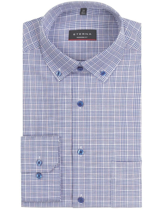 Kariertes Button-Down-Hemd | Blau