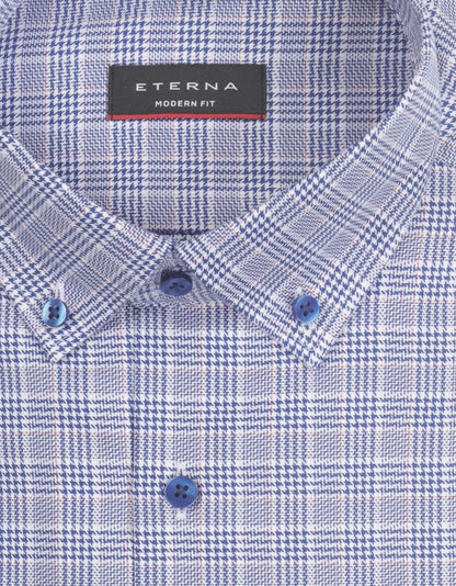Kariertes Button-Down-Hemd | Blau