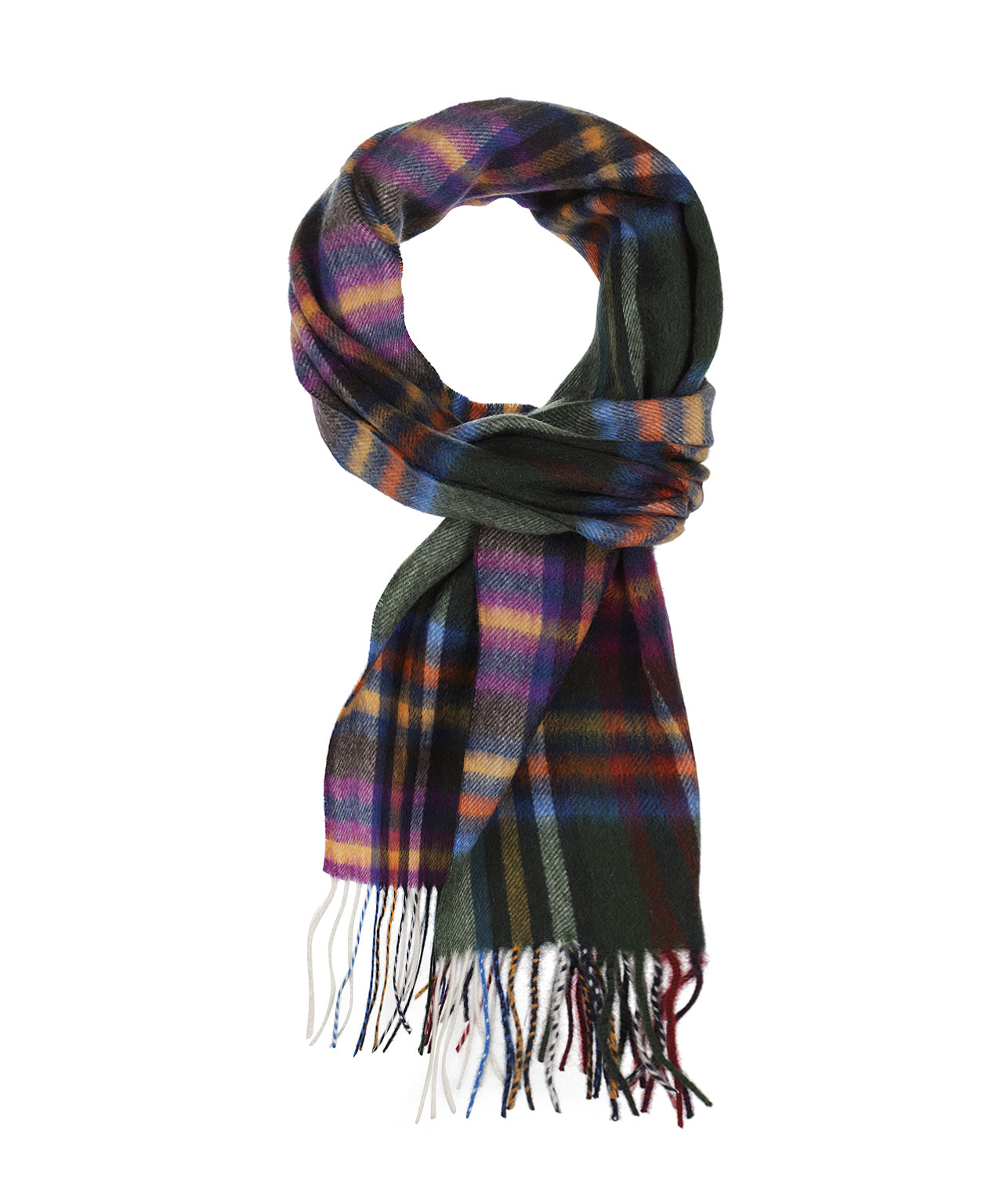 Sjaal Wol/Cashmere 30X190 | Groen Paars Multi