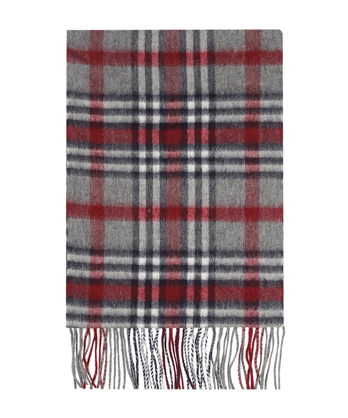 Sjaal Wol/Cashmere 30X190 | Grijs Bordeaux Multi