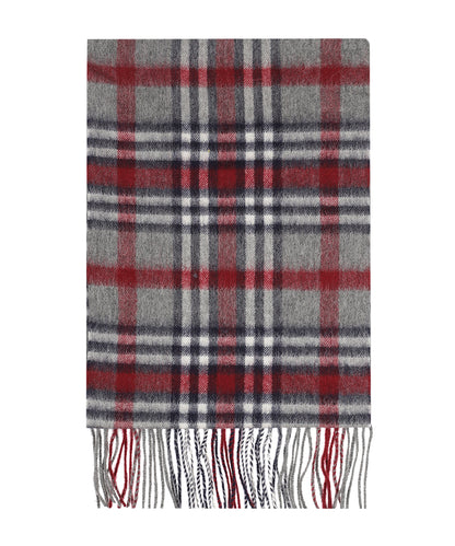 Sjaal Wol/Cashmere 30X190 | Grijs Bordeaux Multi
