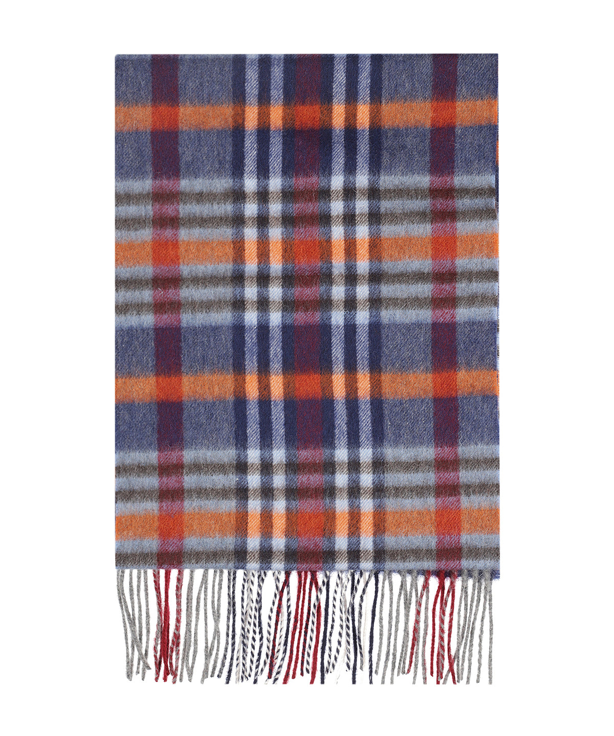 Sjaal Wol/Cashmere 30X190 | Donkerblauw Oranje Multi