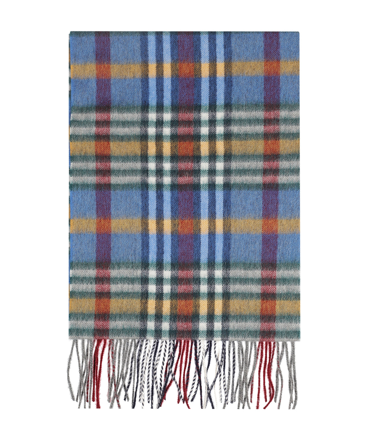 Sjaal Wol/Cashmere 30X190 | Donkerblauw Bordeaux Multi