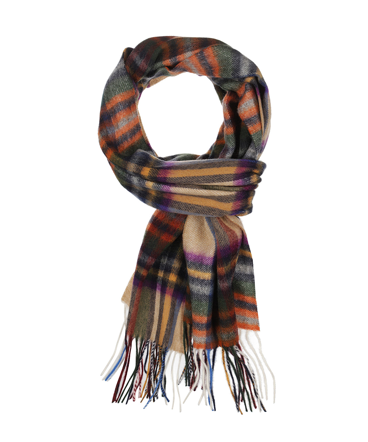 Sjaal Wol/Cashmere 30X190 | Beige Oranje Multi