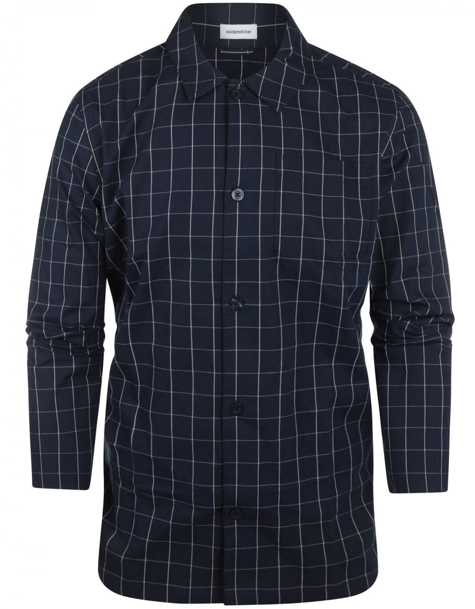 Pyama Katoen | Navy ruit