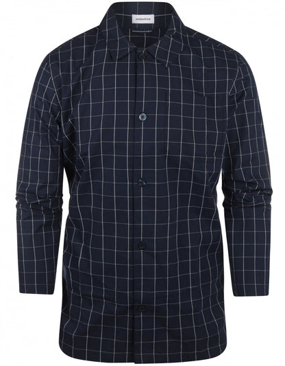Pyama Katoen | Navy ruit