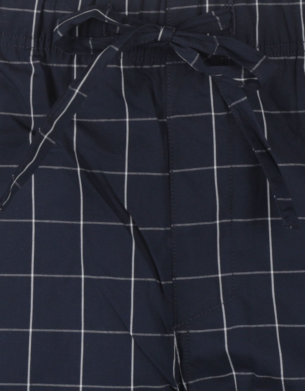 Pyama Katoen | Navy ruit