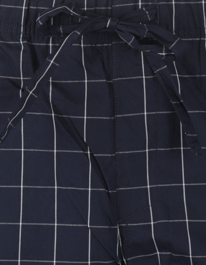 Pyama Katoen | Navy ruit