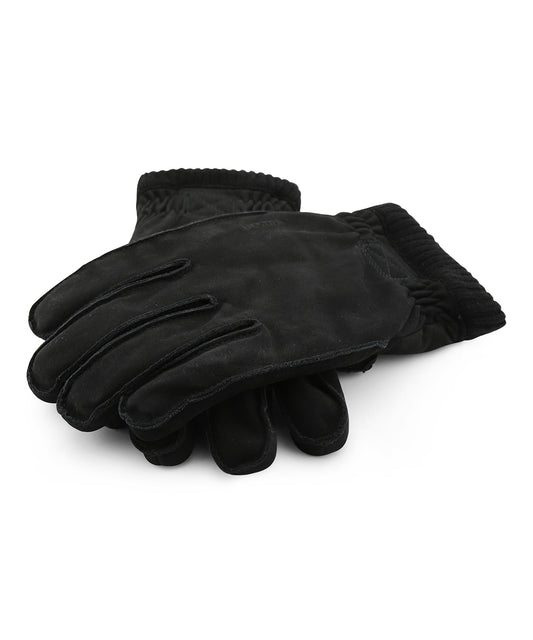 Handschuh aus weichem Nubukleder | Schwarz