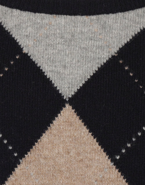 WL Ronde Hals Ruit Pullover | Navy Blauw