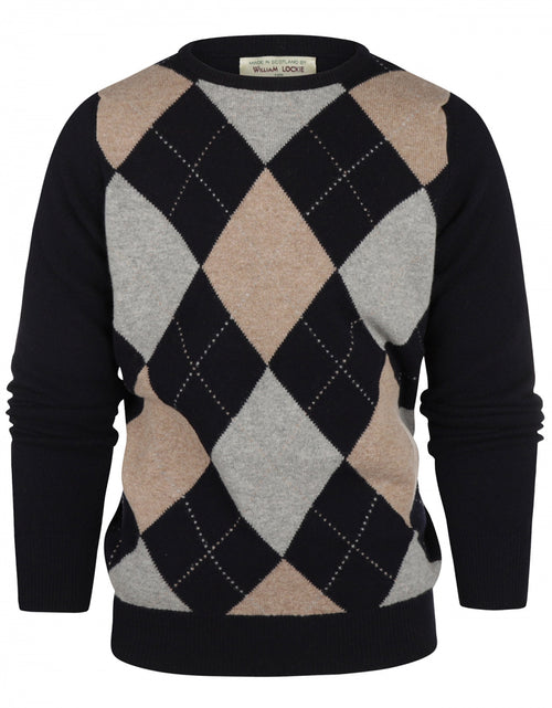WL Ronde Hals Ruit Pullover | Navy Blauw