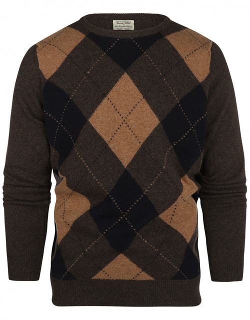 WL Ronde Hals Ruit Pullover | Bruin