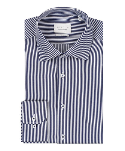 Shirt Katoen | Navy/Wit mini streep