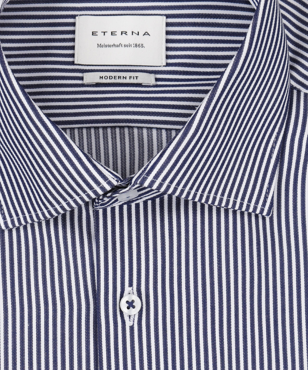 Shirt Katoen | Navy/Wit mini streep