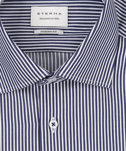 Shirt Katoen | Navy/Wit mini streep