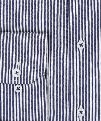 Shirt Katoen | Navy/Wit mini streep