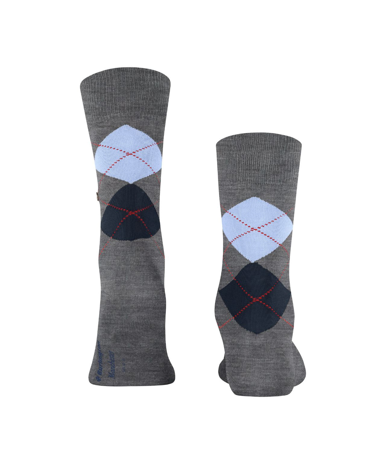 Sok Manchester Kort | Grey/Light Blue diamond check