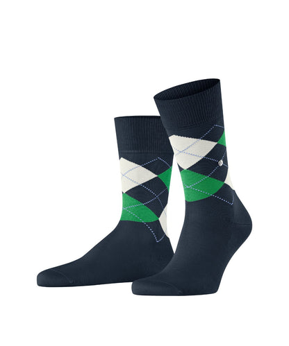 Sok Manchester Kort | Dark Navy/Green diamond check