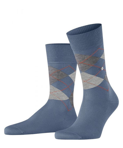 Sok Manchester Kort | Denim/Grey diamond check