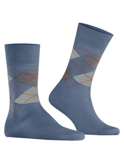 Sok Manchester Kort | Denim/Grey diamond check