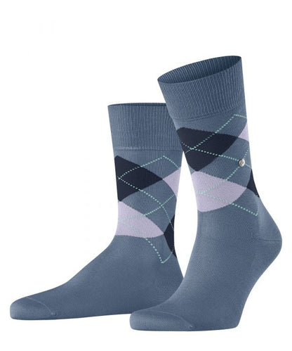 Sok Manchester Kort | Denim/Navy/Lilac diamond check