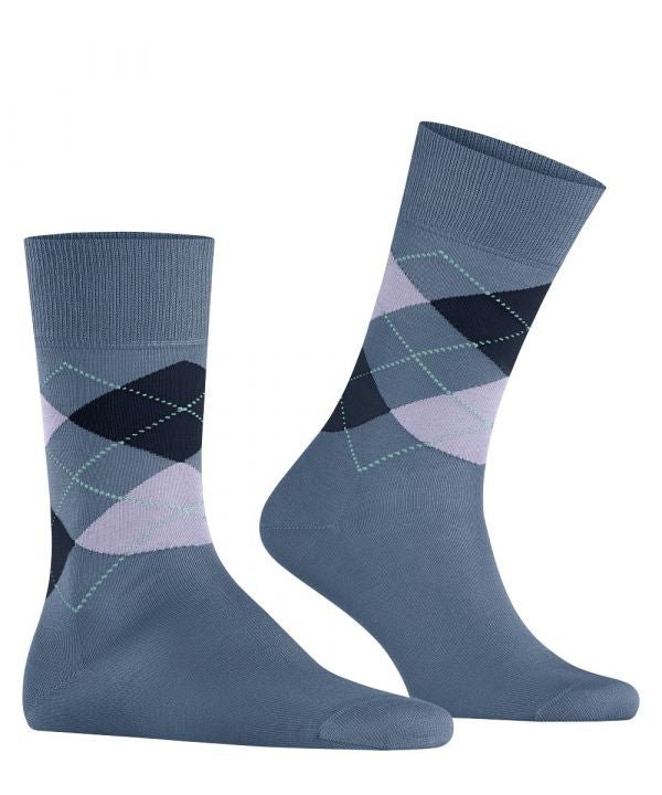 Sok Manchester Kort | Denim/Navy/Lilac diamond check