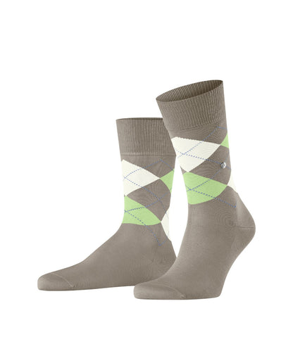 Sok Manchester Kort | Greige/Green diamond check