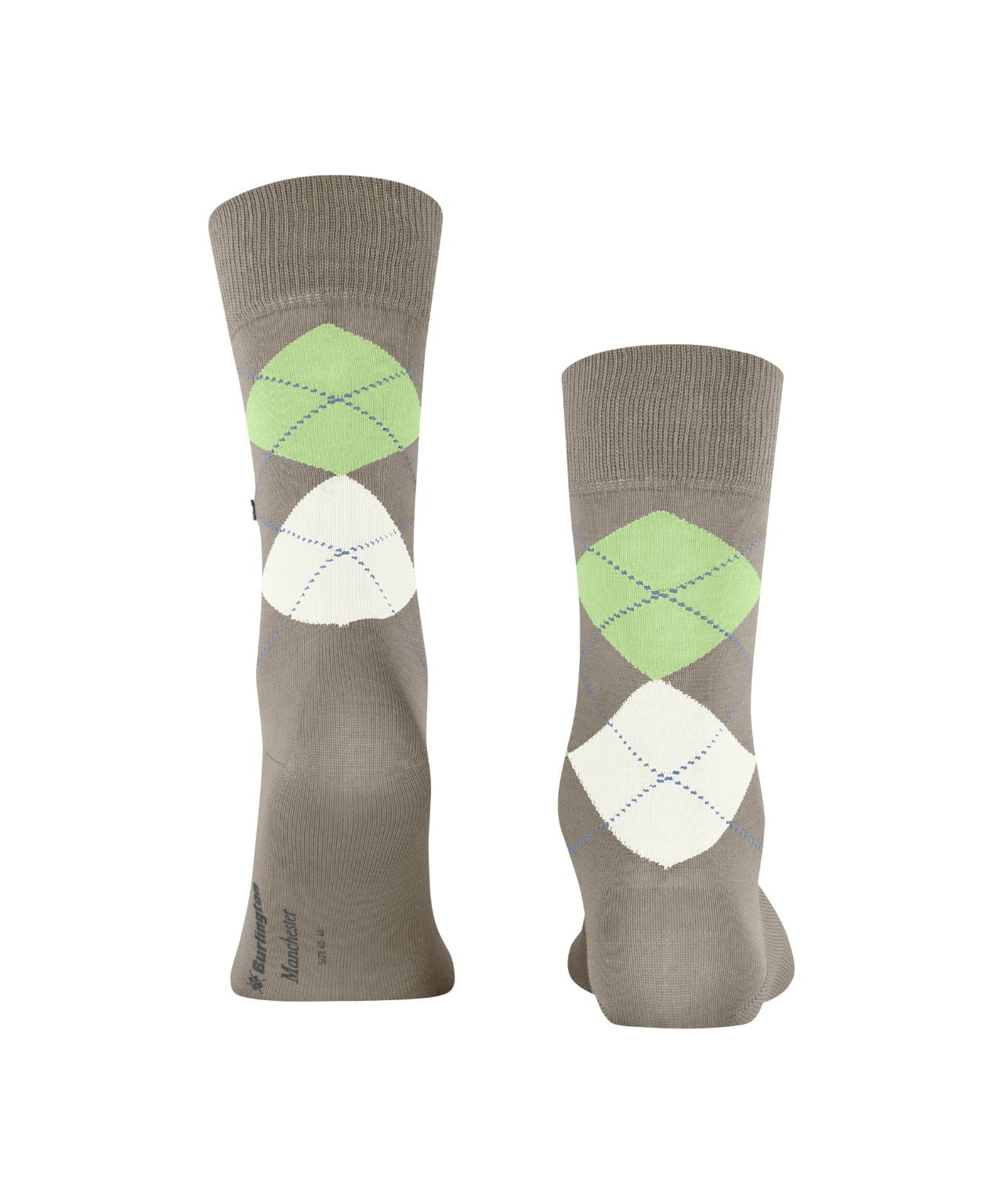 Sok Manchester Kort | Greige/Green diamond check